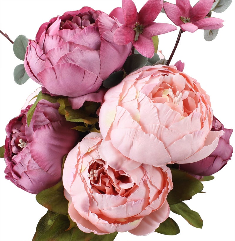 Duovlo Fake Flowers Vintage Artificial Peony Silk Flowers Wedding Home Decoration,Pack of 1 (New Sweetened Bean) - Image 1